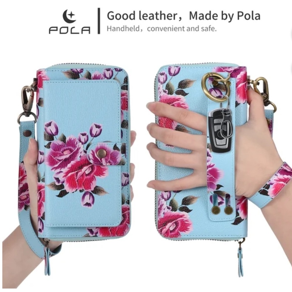 RFID Sky Blue Floral Wallet Case - Picture 11 of 14